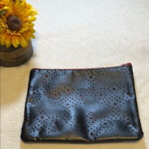 Cole Haan Black and Red Cosmetic Bag